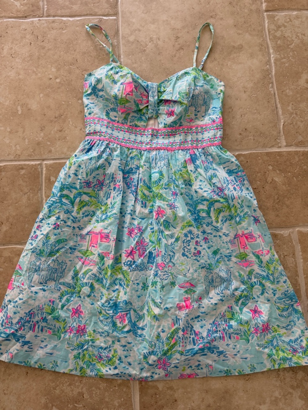 Lilly Pulitzer Light Blue Tropical Print Sundress